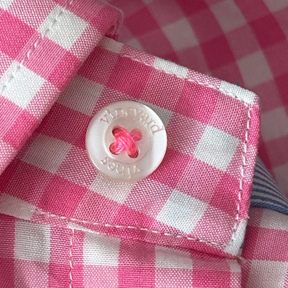 Vineyard Vines Classic Fit Tucker Shirt 100% Cotton Pink Gingham Check NWOT - Picture 10 of 13